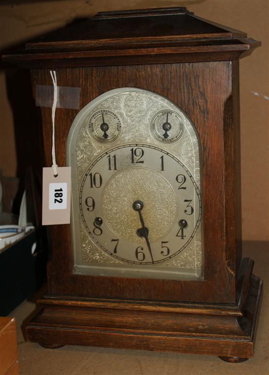 Victorian oak-cased mantel clock with German striking & chiming movement